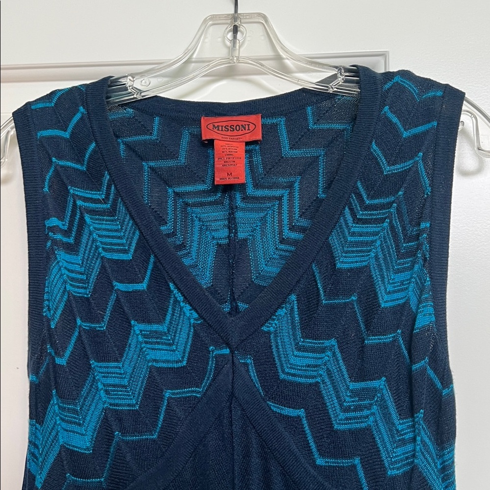 Missoni for Target Teal and Navy Chevron V Neck Maxi dress sz M